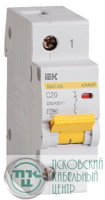 Выключатель автоматический модульный 1п C 20А 10кА ВА47-100 KARAT IEK MVA40-1-020-C