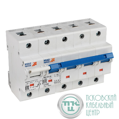 Выключатель автоматический модульный 4п C 80А 10кА OptiDin BM125-4NC80-НР-8ln-УХЛ3 с независимым расцепителем КЭАЗ 336385