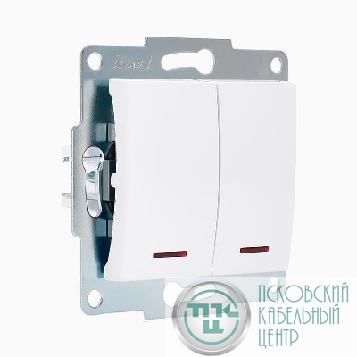 Механизм выкл. 2-кл. СП KARINA 10А IP20 с подсветкой бел. Lezard 707-0288-112