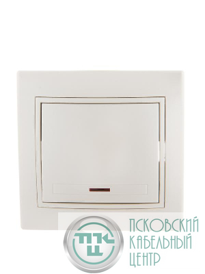 Выключатель 1-кл. СП Mira 10А IP20 с подсветкой со вставкой жемчуж./бел. перламутр. LEZARD 701-3030-111