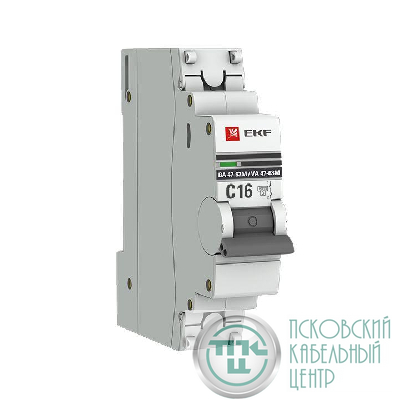Выключатель автоматический модульный 1п C 16А 6кА ВА 47-63M электромагнит. расцеп. PROxima EKF mcb4763m-6-1-16C-pro
