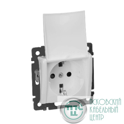 Розетка 1-м СП Valena 16А IP21 2P+E с заземл. защ. шторки с крышкой винты механизм бел. IEK 774422