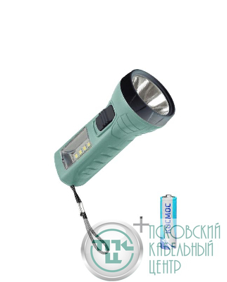 Фонарь ручной 0.5Вт LED+4SMD(1Вт) 1xAA (R6) корпус ABS-пластик ремешок ручной КОСМОС KOC123B