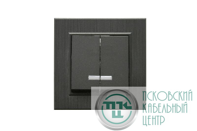 Выключатель 2-клав. с подсветкой Karea LINE STAR дым. металлик Makel 86050023
