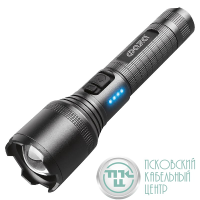 Фонарь аккумуляторный AccuF1-L15WZ-ti 15Вт XHP60 800Лм Li-ion 18650 3.7В 1200мАч (5режимов; с функцией ZOOM; кабель USB-Type-C в комплекте) титан. IPX4 ФАZА 5050419