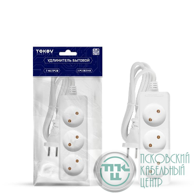 Удлинитель 3х7м без заземл. 16А 2х1 TOKOV ELECTRIC TKE-C01-BU3-7-1