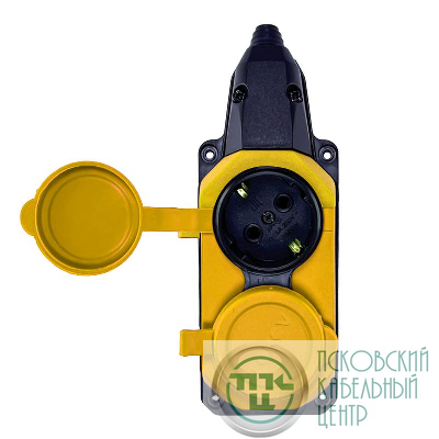 Колодка удлинителя 2-м с заземл. 16А IP44 каучук желт. TOKOV TKE-C07-KK2-Z