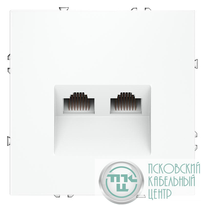 Розетка компьютерная 2-м СП S70 RJ45 + RJ45 кат.6 механизм бел. матов. Voltum VLS060202