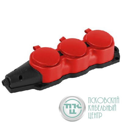 Колодка 3-м с заземл. 16A IP44 KX-3e-RED-IP44 каучук. красн. Эра Б0068393