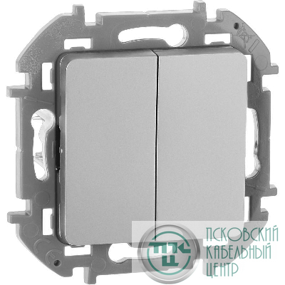 Выключатель 2-кл. Inspiria 10А IP20 250В 10AX механизм алюм. IEK 673622