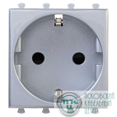 Розетка 1-м 2мод. Avanti "Закаленная сталь" 16А 2P+E защ. шторки сер. DKC 4404002