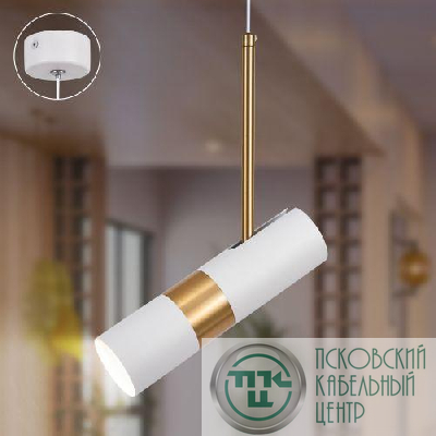 Светильник подвесной (подвес) PL33 WH/GD MR16 GU10 потолочный цилиндр бел. золото Эра Б0061381