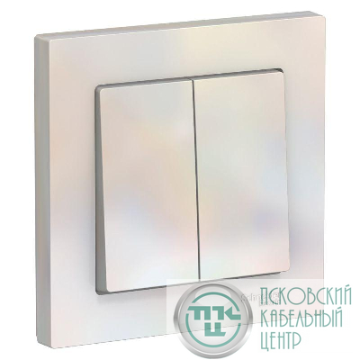 Выключатель 2-кл. СП AtlasDesign 10А IP20 (сх. 5) 10AX в сборе жемчуж. SE ATN000452