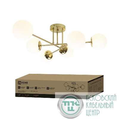 Светильник AURORA EASY-6G9-LT 6xG9 потолочн. под лампу; плафоны матов./корпус латунный IN HOME 4690612062792