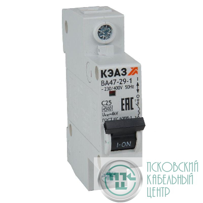 Выключатель автоматический модульный 1п C 3А 4.5кА ВА47-29 УХЛ3 КЭАЗ 318202