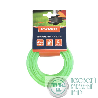 Леска D3.0мм L12м 300-12-3 картонный подвес звезда зел. PATRIOT 805205123