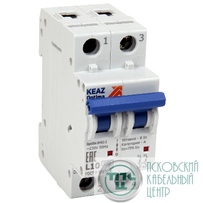 Выключатель автоматический модульный 2п K 20А OptiDin BM63-2K20-УХЛ3 КЭАЗ 260633