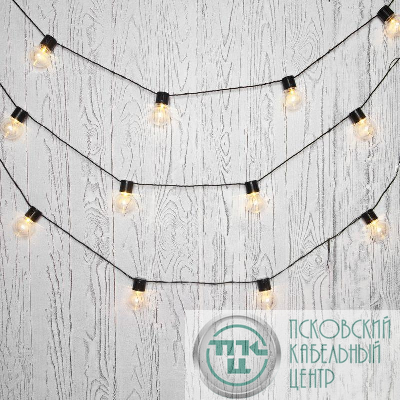 Гирлянда светодиодная "Лофт" 5м 20LED тепл. бел. 1.2Вт IP20 провод ПВХ черн. Neon-Night 303-066
