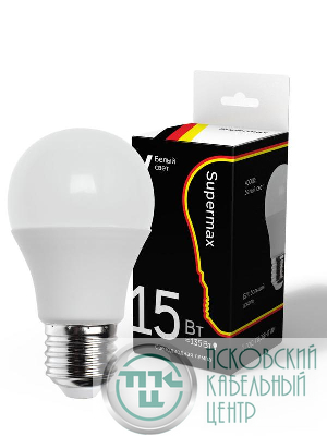 Лампа светодиодная Supermax А60 15Вт стандарт E27 230В 4000К КОСМОС Sup_LED15wA60E2740