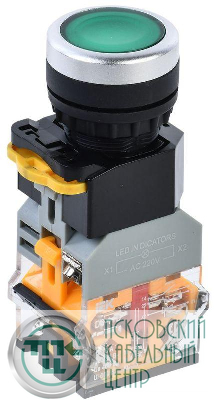 Кнопка D8-11D d22мм 1НО+1НЗ с подсветкой зел. IEK BBT30-11D-3-12-K06