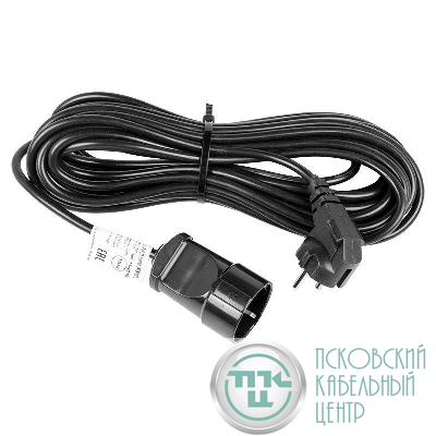Удлинитель-шнур ПВС 3х0.75 10м с заземл. 6А 1300Вт IP44 черн. Rexant 11-7089