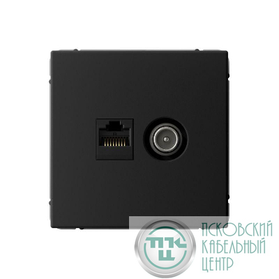 Розетка компьютерная + телевизионная 2-м СП ArtGallery RJ45 кат.5E + TV механизм карбон SE GAL001089