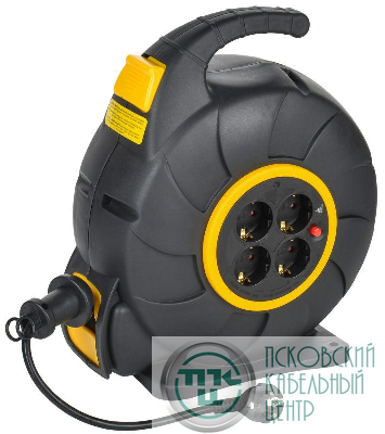 Удлинитель на катушке TWIST 4х20м с заземл. автосмотка 16А IP20 ПВС 3х1.5 IEK TW-KP27-16-04-20