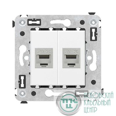 Розетка компьютерная 2-м СП Avanti "Белое облако" RJ45 кат.5E без шторок экранир. механизм DKC 4400764