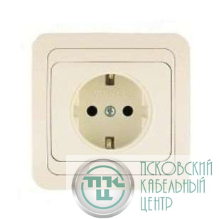 Розетка 1-м СП Mimoza 16А IP20 с заземл. крем./крем. Makel 25028