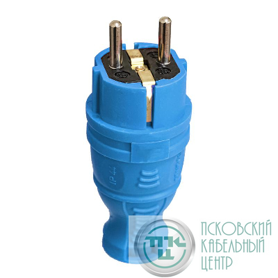 Вилка прямая с заземл. IP44 каучук син. TOKOV TKE-C08-KV-Z