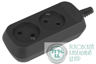 Колодка удлинителя KX-2-B 2-м без заземл. черн. Эра Б0061660