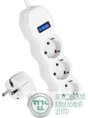 Удлинитель 3х3м с заземл. 10А IP20 ПВС 3х0.75 с выкл. КОСМОС YKsm3m-3g-Z-V(10A)P