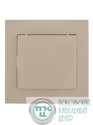 Розетка 1-м СП Rain с заземл. с защ. крышкой керамика крем. LEZARD 703-0303-123