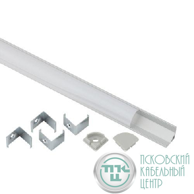 Комплект с угловым накладным анодир. профилем CAB280 16х16мм 2м и круглым экраном 2м 1616R Эра Б0039465