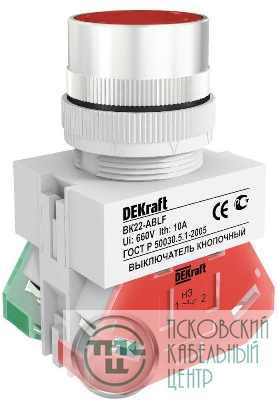 Выключатель кнопочный ABLF ВК-22 d22мм 220В красн. DEKraft 25014DEK