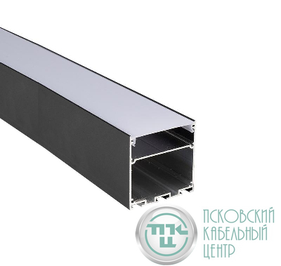 Профиль накладной PAL 5050-BLACK (компл. 2м 2 глухих заглушки рассеиватель матов. 4клипсы крепеж. 2подвеса по 1м) Pro JazzWay 5058897