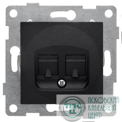 Розетка телефонная 2-м СП Bravo RJ12 механизм графит GUSI С10Т2-010