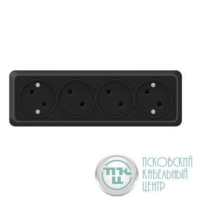 Розетка 4-м ОП Олимп 16А IP20 без заземл. черн. Universal 2219