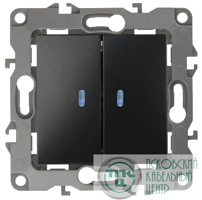 Механизм выключателя 2-кл. СП Эра12 10А IP20 12-1105-05 250В 10AX с подсветкой антрацит Эра Б0014661