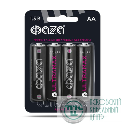 Элемент питания алкалиновый AA/LR6 1.5В ULTRAMAX LR6UM-B4 BL-4 (уп.4шт) ФАZА 5043022