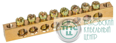 Шина NO-122-03 PEN "земля-ноль" 6х9мм 8/2 с креплениями по краям латунь ЭРА Б0047217