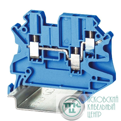Клемма проходная винтовой зажим 3 точки подключения 2.5кв.мм син. DKC TUR-2.5-TWIN-BU