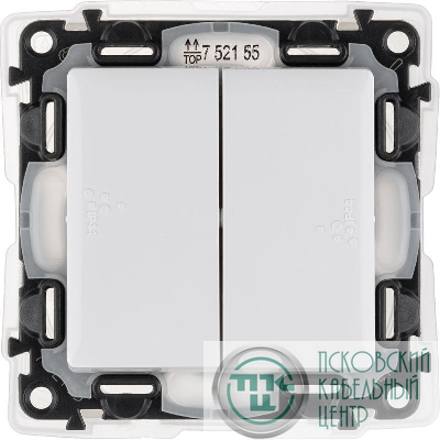 Механизм выключателя 2-кл. СП Valena Life 10А IP44 250В с лиц. панелью безвинт. зажимы бел. Leg 752155