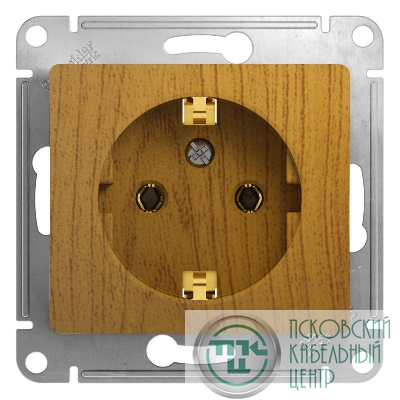 Розетка 1-м СП Glossa 16А IP20 с заземл. механизм дерево дуб SE GSL000543