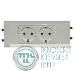 Розетка 2-м Mosaic DLP 65 2х2К+З для кабель-канала нем. станд. с суппортом с заземл. бел. Leg 077432