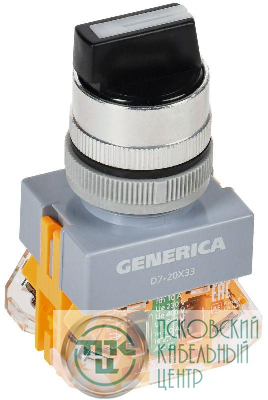 Переключатель D7-20X33 3 полож. 1НО+1НЗ возв. черн. GENERICA BSW50-20X33-3-22-3-K02-G