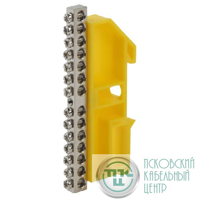 Шина PE "земля" на DIN-изоляторе ШНИ-6х9-14 NO-222-94-1 никелирован. Д желт. Эра Б0044143