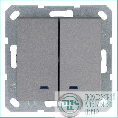 Выключатель 2-кл. 10А IP20 с подсветкой механизм алюм. Jasmart G3023NS