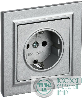 Розетка СП BRITE РСР14-1-0-БрА 16А в сборе с заземл. защ. шторки алюм. IEK BR-R14-16-K47-F