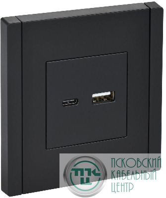 Розетка USB A+C 18Вт FORTE&PIANO FP151 черн. IEK FP-U22-018-K02